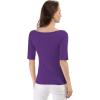 imageAllegra K Womens Half Sleeves Boat Neck Fitted Elbow Length Top Soft TShirtPurple