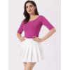 imageAllegra K Womens Half Sleeves Boat Neck Fitted Elbow Length Top Soft TShirtPurplish Red