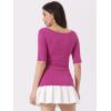 imageAllegra K Womens Half Sleeves Boat Neck Fitted Elbow Length Top Soft TShirtPurplish Red