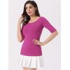 imageAllegra K Womens Half Sleeves Boat Neck Fitted Elbow Length Top Soft TShirtPurplish Red