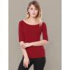 imageAllegra K Womens Half Sleeves Boat Neck Fitted Elbow Length Top Soft TShirtRed