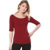 imageAllegra K Womens Half Sleeves Boat Neck Fitted Elbow Length Top Soft TShirtRed
