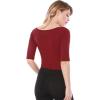 imageAllegra K Womens Half Sleeves Boat Neck Fitted Elbow Length Top Soft TShirtRed
