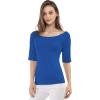 imageAllegra K Womens Half Sleeves Boat Neck Fitted Elbow Length Top Soft TShirtRoyal Blue