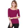 imageAllegra K Womens Half Sleeves Boat Neck Fitted Elbow Length Top Soft TShirtWine