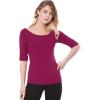 imageAllegra K Womens Half Sleeves Boat Neck Fitted Elbow Length Top Soft TShirtWine