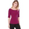 imageAllegra K Womens Half Sleeves Boat Neck Fitted Elbow Length Top Soft TShirtWine