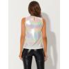imageAllegra K Womens Metallic Tank Tops Shiny Sleeveless Party Disco ShirtBeige