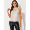 imageAllegra K Womens Metallic Tank Tops Shiny Sleeveless Party Disco ShirtBeige