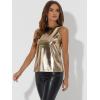 imageAllegra K Womens Metallic Tank Tops Shiny Sleeveless Party Disco ShirtBlack Gold