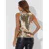 imageAllegra K Womens Metallic Tank Tops Shiny Sleeveless Party Disco ShirtBlack Gold