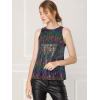 imageAllegra K Womens Metallic Tank Tops Shiny Sleeveless Party Disco ShirtBlacks