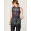 imageAllegra K Womens Metallic Tank Tops Shiny Sleeveless Party Disco ShirtBlacks