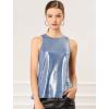 imageAllegra K Womens Metallic Tank Tops Shiny Sleeveless Party Disco ShirtBlue