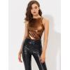 imageAllegra K Womens Metallic Tank Tops Shiny Sleeveless Party Disco ShirtBrown