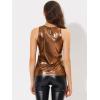 imageAllegra K Womens Metallic Tank Tops Shiny Sleeveless Party Disco ShirtBrown