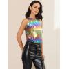 imageAllegra K Womens Metallic Tank Tops Shiny Sleeveless Party Disco ShirtColorful