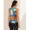 imageAllegra K Womens Metallic Tank Tops Shiny Sleeveless Party Disco ShirtColorful