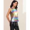 imageAllegra K Womens Metallic Tank Tops Shiny Sleeveless Party Disco ShirtColorful