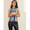 imageAllegra K Womens Metallic Tank Tops Shiny Sleeveless Party Disco ShirtColorful