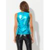 imageAllegra K Womens Metallic Tank Tops Shiny Sleeveless Party Disco ShirtDark Blue