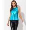 imageAllegra K Womens Metallic Tank Tops Shiny Sleeveless Party Disco ShirtDark Blue