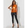 imageAllegra K Womens Metallic Tank Tops Shiny Sleeveless Party Disco ShirtDark Orange
