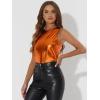 imageAllegra K Womens Metallic Tank Tops Shiny Sleeveless Party Disco ShirtDark Orange