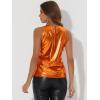 imageAllegra K Womens Metallic Tank Tops Shiny Sleeveless Party Disco ShirtDark Orange
