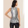 imageAllegra K Womens Metallic Tank Tops Shiny Sleeveless Party Disco ShirtDark Silver