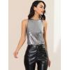 imageAllegra K Womens Metallic Tank Tops Shiny Sleeveless Party Disco ShirtDark Silver
