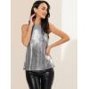 imageAllegra K Womens Metallic Tank Tops Shiny Sleeveless Party Disco ShirtDark Silver