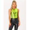 imageAllegra K Womens Metallic Tank Tops Shiny Sleeveless Party Disco ShirtGreen