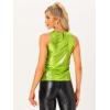 imageAllegra K Womens Metallic Tank Tops Shiny Sleeveless Party Disco ShirtGreen