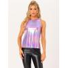 imageAllegra K Womens Metallic Tank Tops Shiny Sleeveless Party Disco ShirtLight Purple