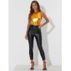 imageAllegra K Womens Metallic Tank Tops Shiny Sleeveless Party Disco ShirtOrange
