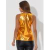 imageAllegra K Womens Metallic Tank Tops Shiny Sleeveless Party Disco ShirtOrange