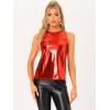 imageAllegra K Womens Metallic Tank Tops Shiny Sleeveless Party Disco ShirtRed Shiny