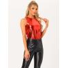 imageAllegra K Womens Metallic Tank Tops Shiny Sleeveless Party Disco ShirtRed Shiny
