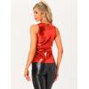 imageAllegra K Womens Metallic Tank Tops Shiny Sleeveless Party Disco ShirtRed Shiny
