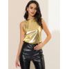 imageAllegra K Womens Metallic Tank Tops Shiny Sleeveless Party Disco ShirtShiny Gold