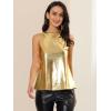 imageAllegra K Womens Metallic Tank Tops Shiny Sleeveless Party Disco ShirtShiny Gold