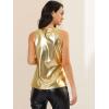 imageAllegra K Womens Metallic Tank Tops Shiny Sleeveless Party Disco ShirtShiny Gold