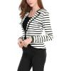 imageAllegra K Womens Notched Lapel Casual Work Office Striped BlazerBlack White