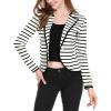imageAllegra K Womens Notched Lapel Casual Work Office Striped BlazerBlack White