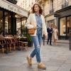 imageAllegra K Womens Platform Micro Boots Pull on Flat Shoes Fluffy Snow BootsCamel