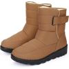 imageAllegra K Womens Pull on Adjustable Flat Snow Boots for WinterBrown