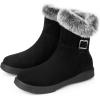 imageAllegra K Womens Pull on Buckle Shoes Fluffy Winter Snow Boots Flat BootBlack