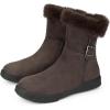 imageAllegra K Womens Pull on Buckle Shoes Fluffy Winter Snow Boots Flat BootCoffee