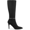 imageAllegra K Womens Rhinestone Crystal Chain Pointed Toe Stiletto Heels Knee High BootsBlack